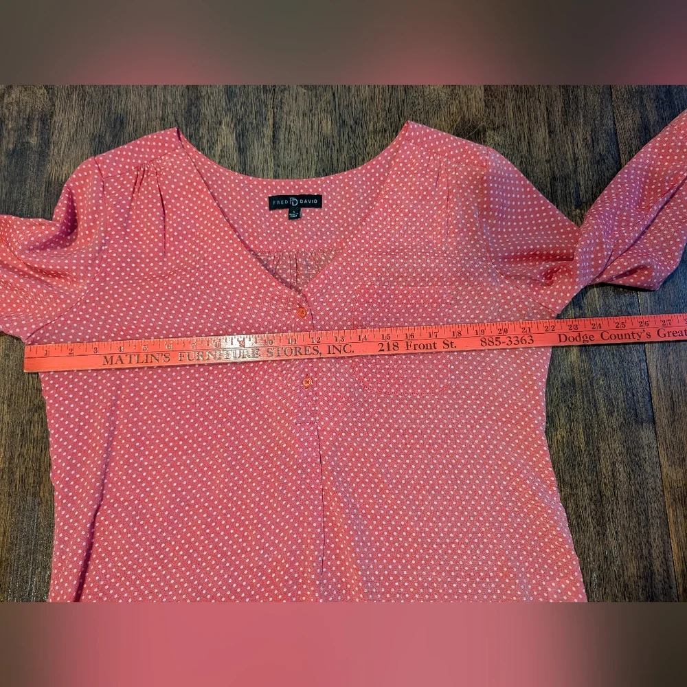 Fred David‎ Muted Red Polka Dot Blouse